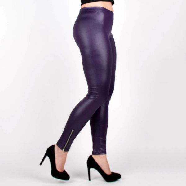 Leggingsit vetoketjuilla violetti-5